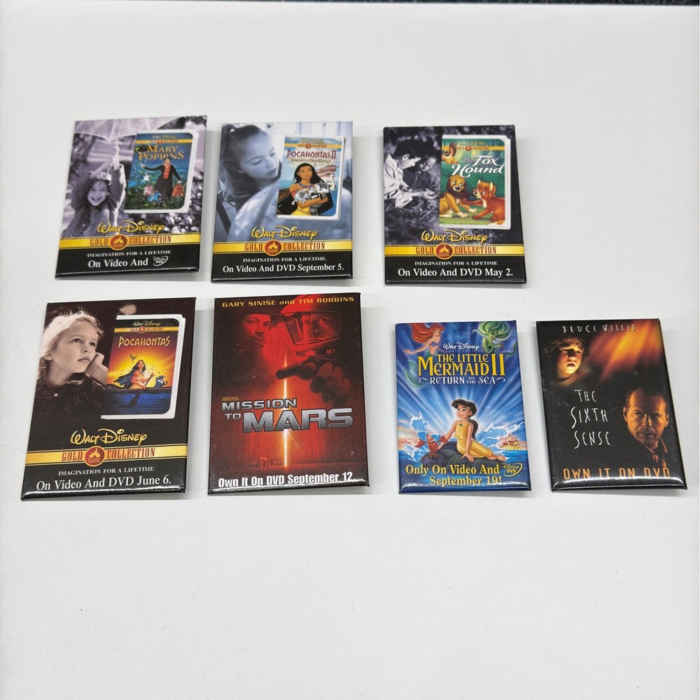 Vintage Disney Gold Collection Movie Magnets Set of 7 Mary Poppins Sixth Sense